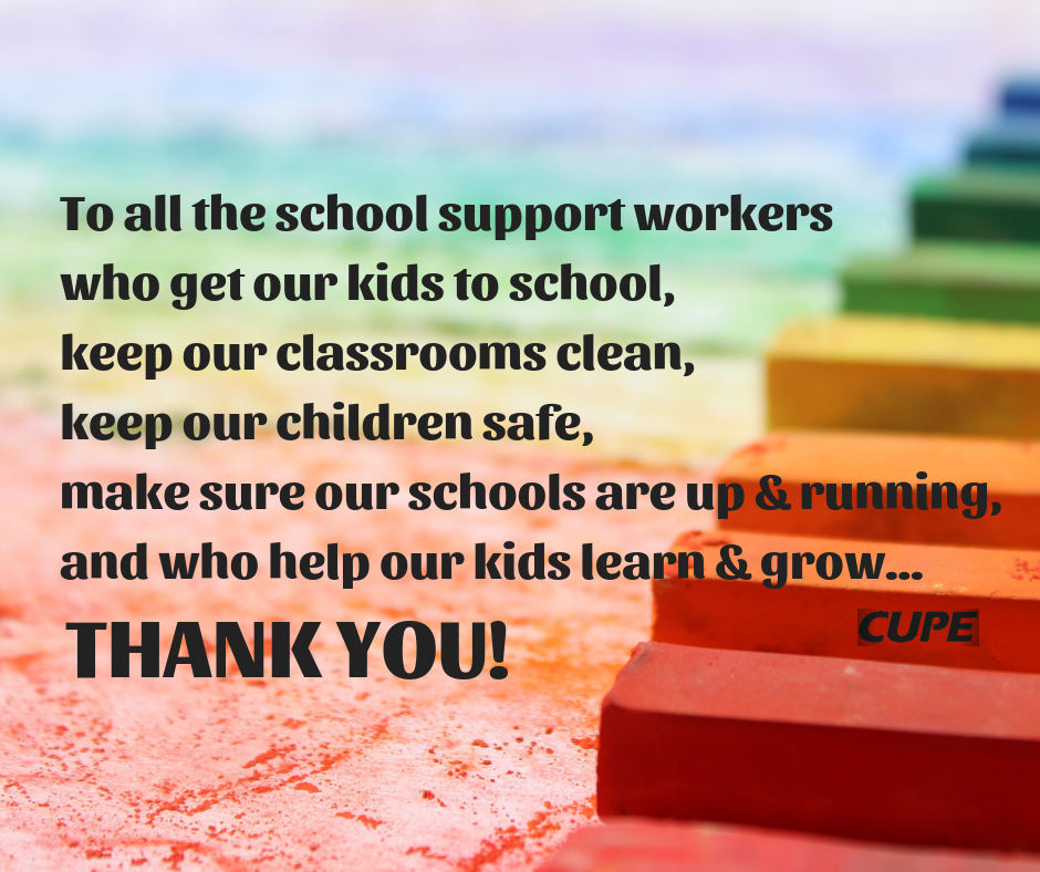 Cupe Celebrates School Support Staff Recognition Week, Sept 23 - 27 