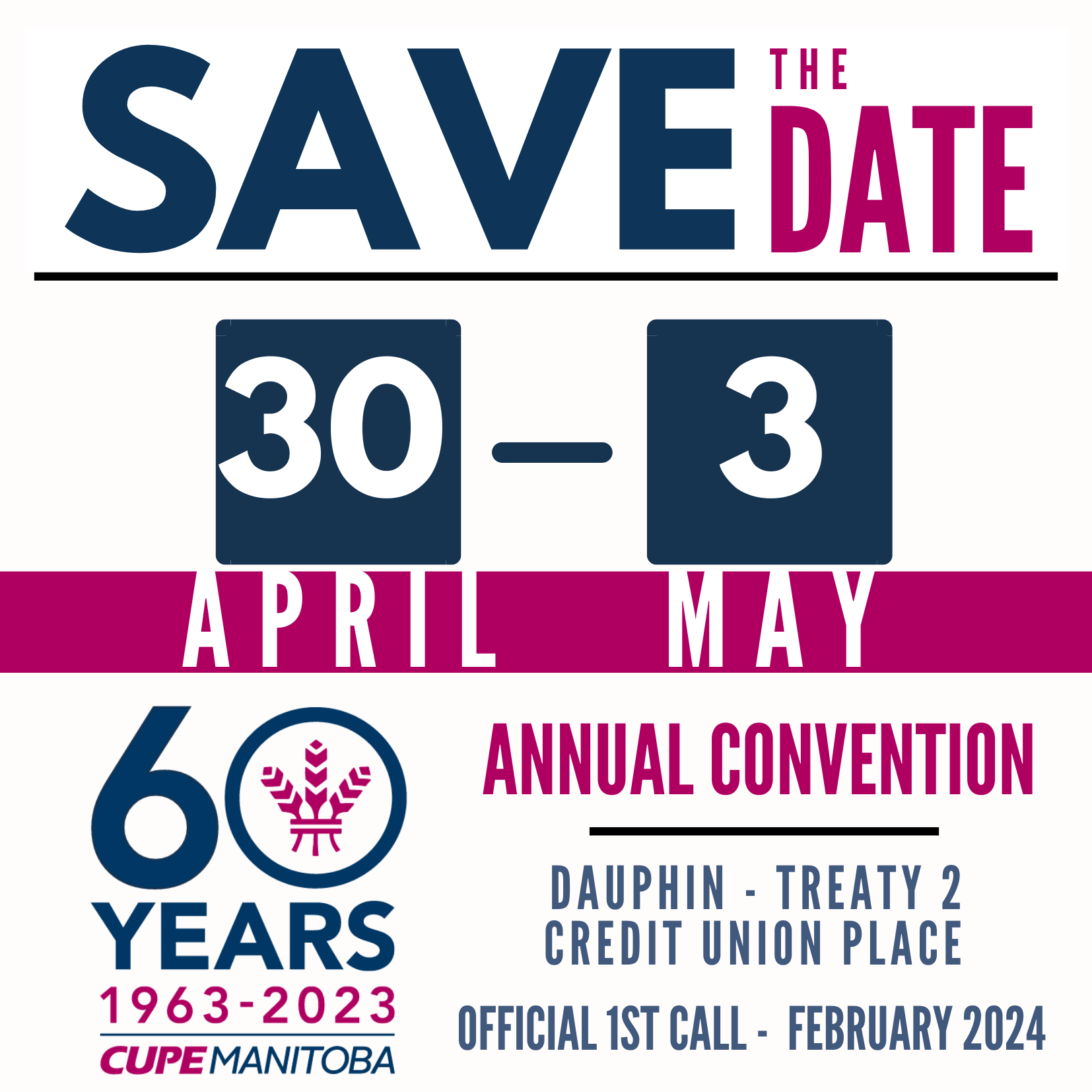 "Save-the-Date: 2024 Convention, April 30 – May 3, Dauphin" thumbnail
