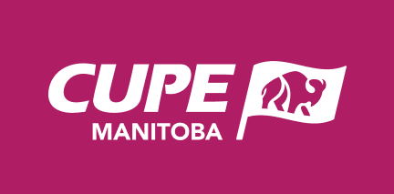 CUPE Manitoba white logo on pink background